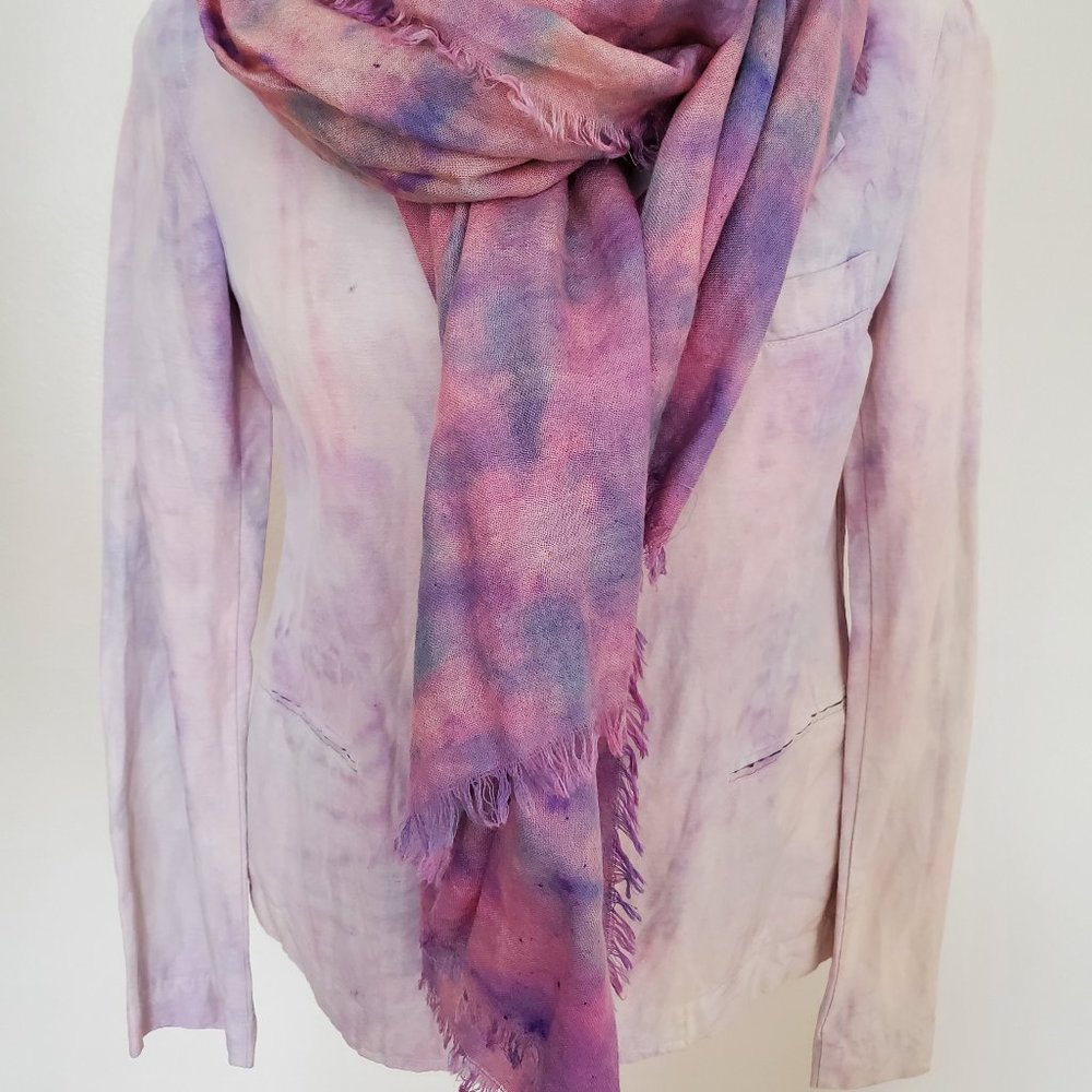 Vince linen painted Blazer 4 6 8 Pink white purple small med work summer travel - Picture 6 of 9